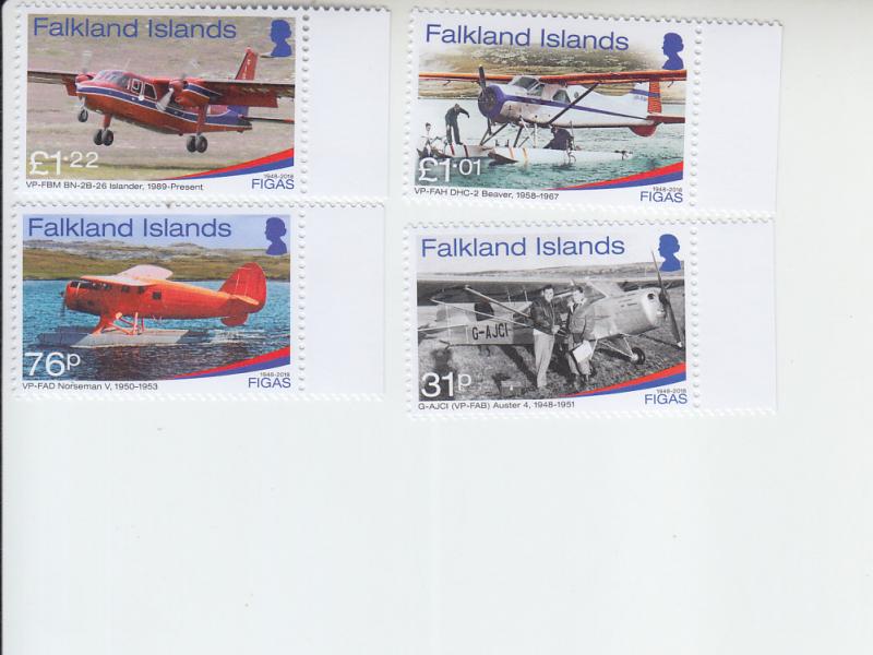 2018 Falkland Is FIGAS Aircraft (4)  (Scott 1236-39) MNH