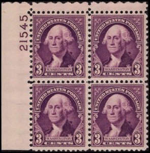US #720 WASHINGTON MNH UL PLATE BLOCK #21545 DURLAND $1.50