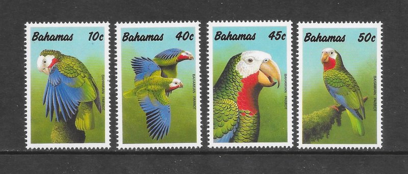 BIRDS - BAHAMAS #700-3 PARROTS  MNH