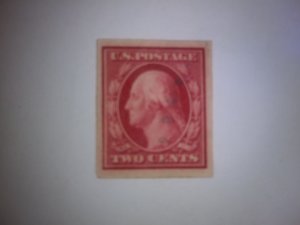 SCOTT #384 USED SINGLE 2 CENT WASHINGTON IMPERF FLAT PLATE PRINTING