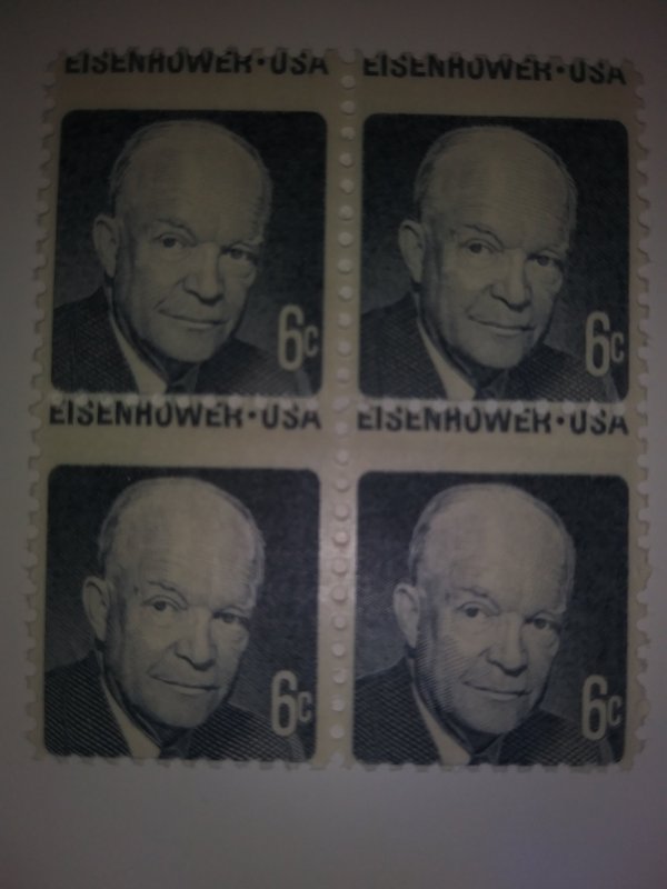 SCOTT #1393 EFO MIS-PERF EISENHOWER BLOCK OF 4 MINT NEVER HINGED !!