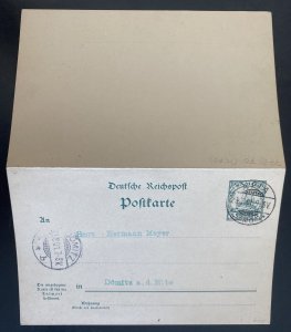 1901 German Apia Samoa Reply Stationery Postcard Cover To Domitz Germany