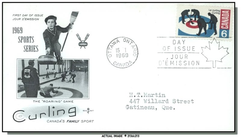 Canada FDC #490 Curlers - Rose Craft cachet
