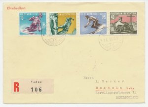 Registered cover Liechtenstein 1955 Skiing - Mountaineering