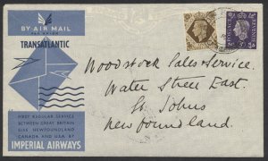 1939 Imperial Air Flight Southampton to Botwood #3925 Numbered Cachet