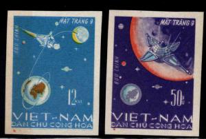 North Viet Nam Scott 429-430 Luna 9 imperforate stamp set NGAI