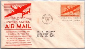 SCHALLSTAMPS UNITED STATES 1941 CACHET FDC COVER AIRMAIL ADDR CANC ST L0UIS MO