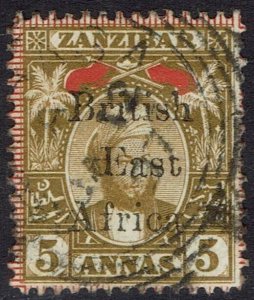 BRITISH EAST AFRICA 1897 ZANZIBAR SULTAN 5A USED