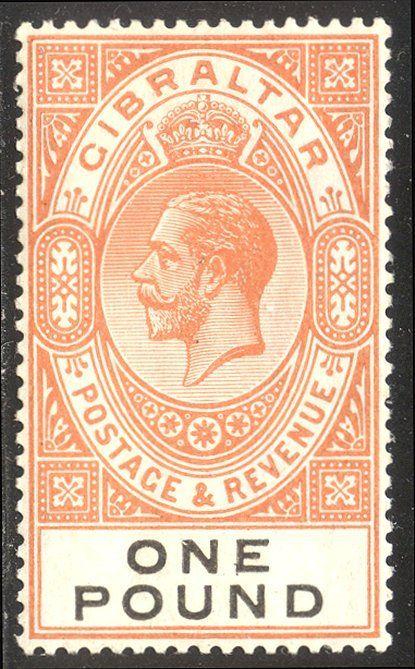 GIBRALTAR #92 Mint - 1921 £1 Orange & Black