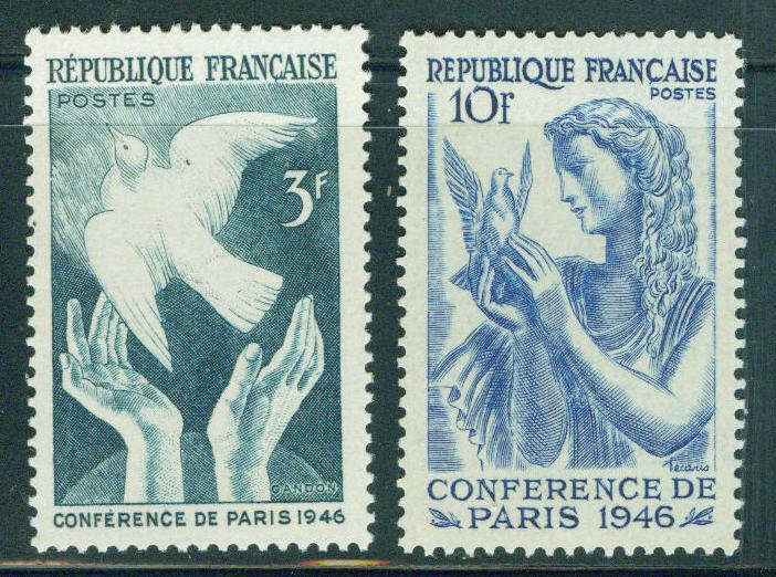 FRANCE Scott 566-7, Yvert 761-2 MH* Peace Set 1946