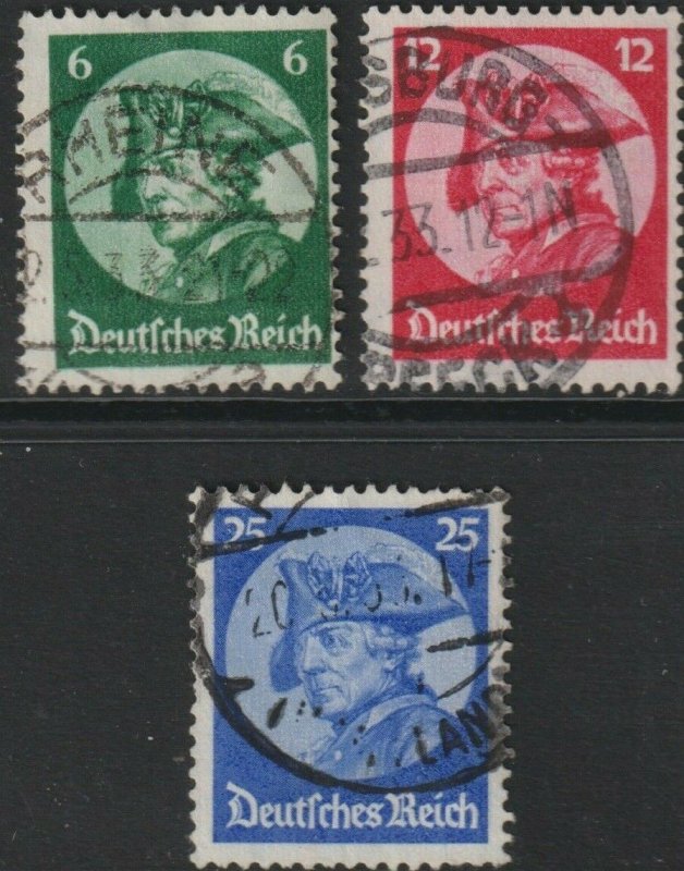 Sc# 398 / 400 Germany 1933 Frederick the Great used set CV $22.80