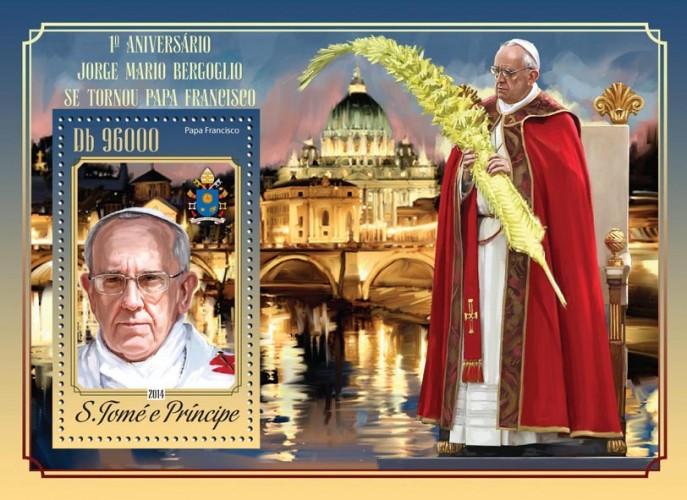 SAO TOME E PRINCIPE 2014 SHEET POPE FRANCIS st14601b