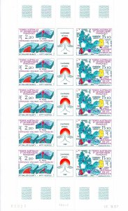 FSAT/TAAF 1988 Sc#141a MT.ROSS CAMPAIGN 1987 FULL SHEET OF 5 PAIRS UNFOLDED MNH