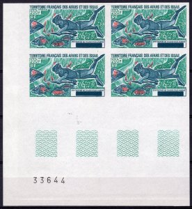 AFARS & ISSAS 1974 Sc#C97 SPEARFISHING Block of 4 IMPERFORATED MNH NUMERED PLATE