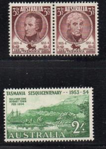 Australia Sc 263-5 1953 150th  Anniversary Tasmania stamp set mint NH