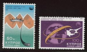 Cyprus Scott 442-443 MNH** 1975 telecom set cable laying ship