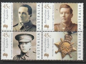 2000 Australia - Sc 1803a - MNH VF - block of 4 - Legends WWI