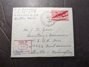 1944 Censored USA Military Airmail Cover APO 729 to Seattle WA