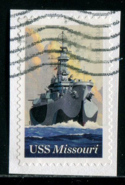 5392 US (55c) USS Missouri SA,  used on paper