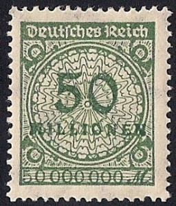 Germany #289  50Mil M Numerial, Dull Green, Mint OG H VF