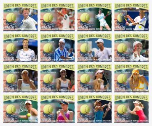 Stamps.  Sports Tennis Czech Players 2023 year , 16 stamps perforated