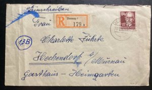 1953 Dessau Germany Registered Cover To Hechendorf