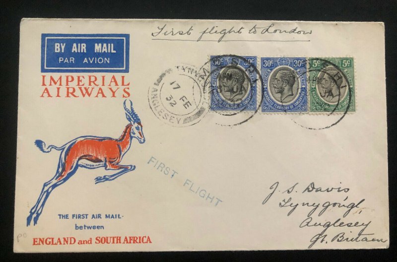 1932 Moshi Tanganyika British KUT First Flight Cover FFC To London England 