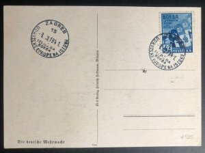 1941 Zagreb Croatia Patriotic Postcard Cover German Wehrmacht Air force