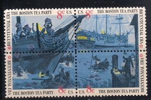 Se Tenant Blk Sc# 1480-83 Boston Tea Party MNH 