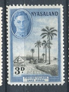 NYASALAND; 1940s early GVI Pictorial issue fine Mint hinged 3d. value