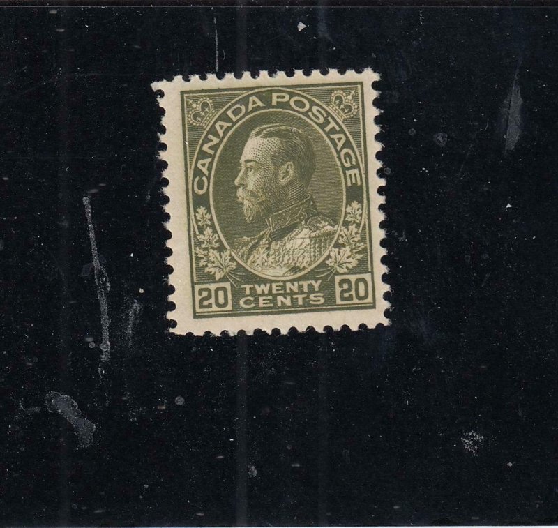 CANADA  # 119  VF-MNH  20cts 1925 / KGV ADMIRAL / OLIVE GREEN CAT VALUE $480