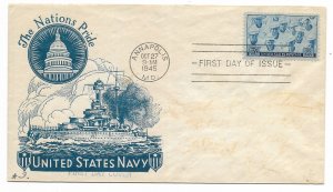 US 935 (Me-12) 3c Navy on FDC Printed Cachet Designer Unknown ECV $90.00