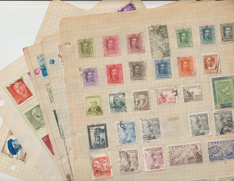 SPAIN Collection, 1920's - 1940's, 140 Used stamps on 5  Homemade Album Pages