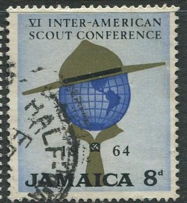 Jamaica -Scott 234- Scout Hat & Globe-1964 - Used - Single 8p Stamp