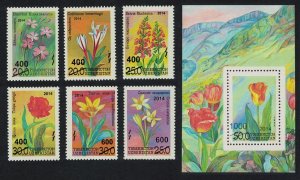 Uzbekistan Flora Flowers 6v+MS Ovpts 2015 MNH SG#916-MS922 MI#1119-1124+Block 74