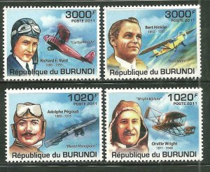 Burundi MNH 996-9 Aviators/Planes 2011 SCV 12.50