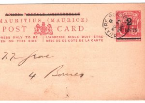 MAURITIUS QV ADVERT Postal Stationery Card CMS SALE 1902 QUATRE-BORNES CDS MA23