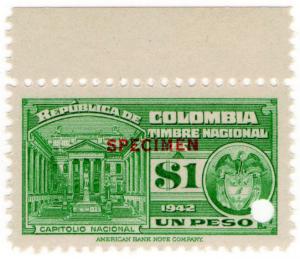 (I.B) Colombia Revenue : State Duty $1 (ABN specimen)