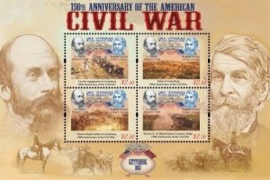 SAINT KITTS 2011 - AMERICAN CIVIL WAR 150 ANNIVERSARY SHEET OF 4 (#3) STAMPS MNH