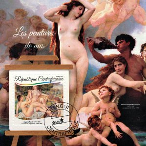 CENTRAL AFRICA 2017 - Paintings, nudes /complete set (sheet+block)