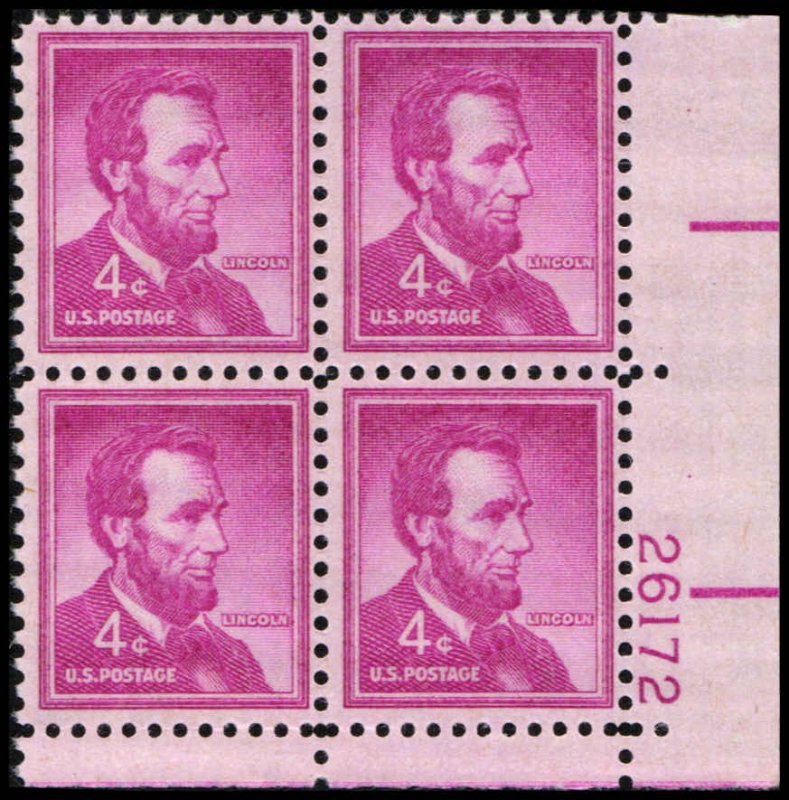 US #1036a LINCOLN MNH LR PLATE BLOCK #26172