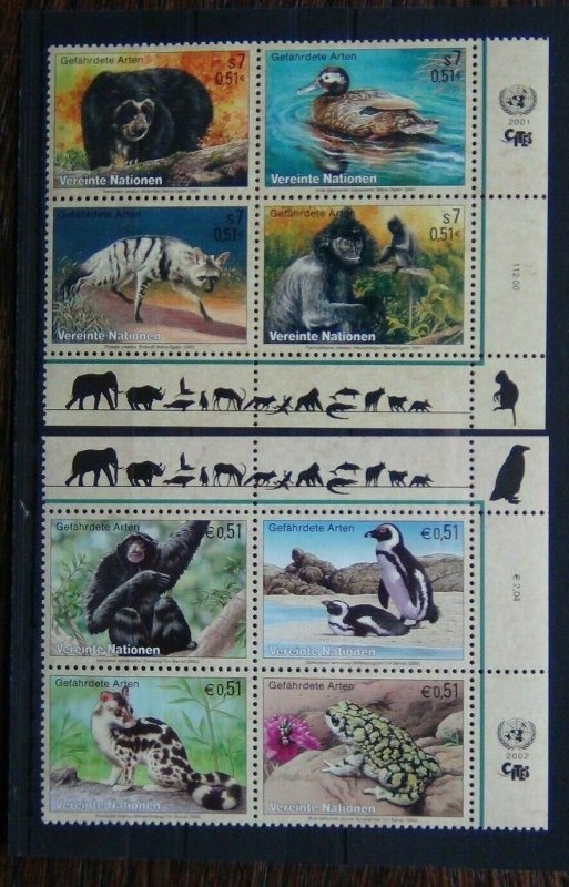 United Nations 2001 Endangered Animals 2002 Endangered Animals MNH  