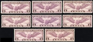 C16, MNH 5¢ WHOLESALE Group Of Eight Stamps CV $68 - Stuart Katz