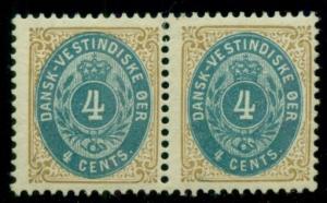 DANISH WEST INDIES #18,b (16,avI) 4¢ bicolor, pr III, pair w/NORMAL & INV FRAME