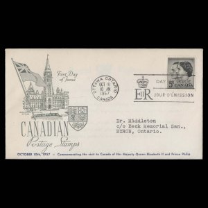 Canada 1957 (FDC) 5c Royal Visit, OTTAWA ✔️