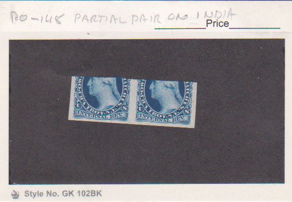 US Revenue Stamp Scott # RO148 Mint Proof Partial Pair on India