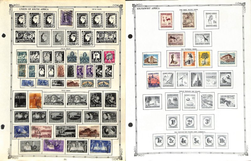South Africa Stamp Collection on 7 Regent Pages, 1910-1961 (BJ)