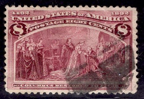 US Stamp #236 8c Columbian USED SCV $10.00