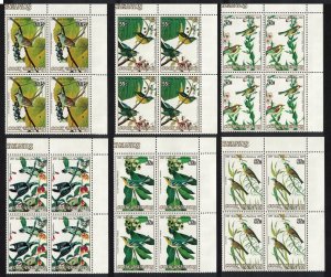 Cook Is. Birds Audubon 6v Corner Blocks of 4 1985 MNH SG#1015-1020