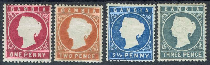 GAMBIA 1886 QV CAMEO 1D 2D 21/2D AND 3D WMK CROWN CA